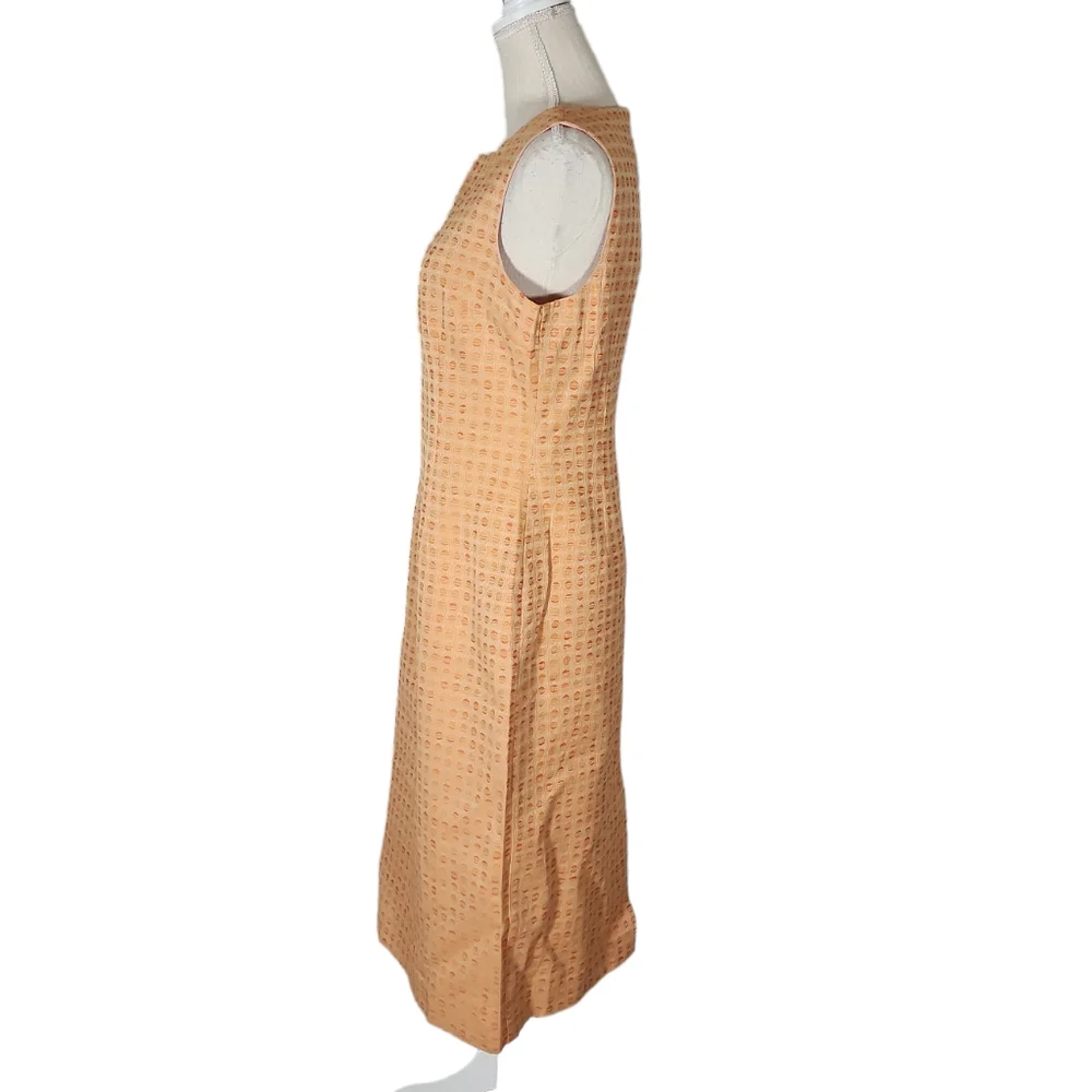 Vintage Cotton Orange Square Print Dress And Jacket Set